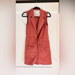 Anthropologie Elevenses Clay Sleeveless Blazer Vest / Tie Waist Duster XS